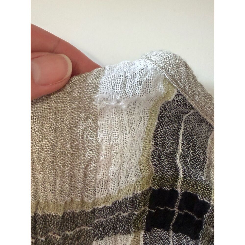 Habitat Linen Blend Top Crinkle Artsy Blouse Button Cuff Asymmetric Lagenlook XL - Picture 7 of 13